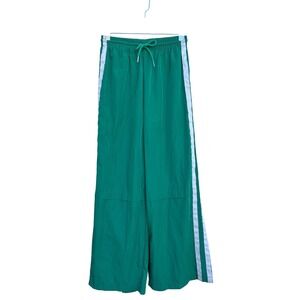 NWT Edikted Green Wide Leg Track Pants Athletic Side Stripe Drawstring Waist S